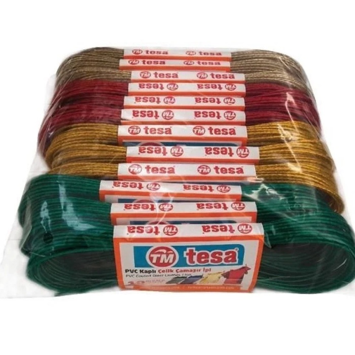® Yeni Ürün Temsan 12 Li Pvc Kaplama 10 Metre Çelik Çamaşır İpi