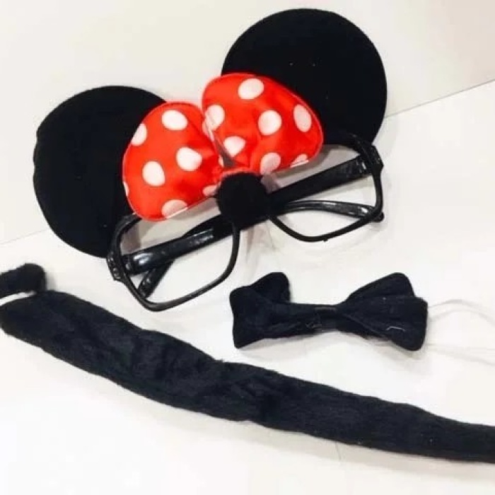 ® Yeni Ürün Minnie Mouse Gözlüğü Papyonu Kuyruğu Seti