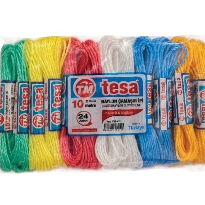 ® Yeni Ürün Temsan 10 Metre Naylon Çamaşır İpi 24lü