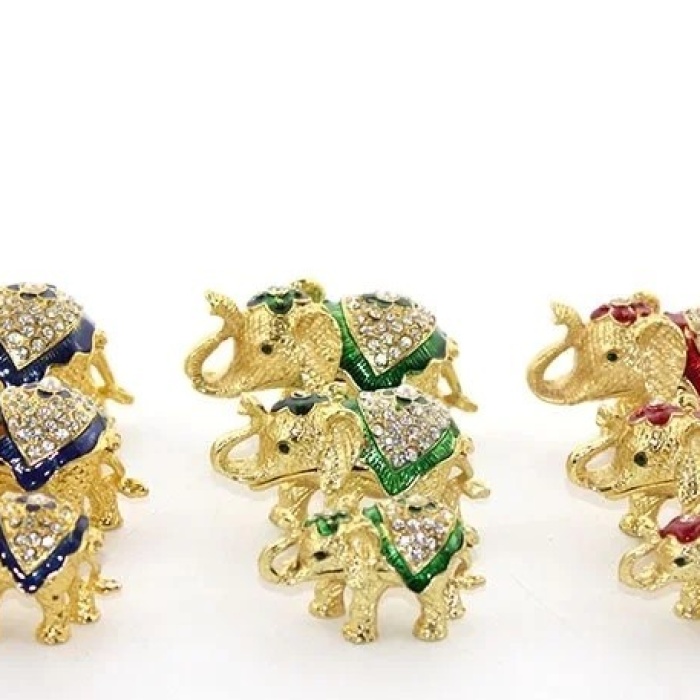 ® Yeni Ürün Swaroski 3lü Fil Seti