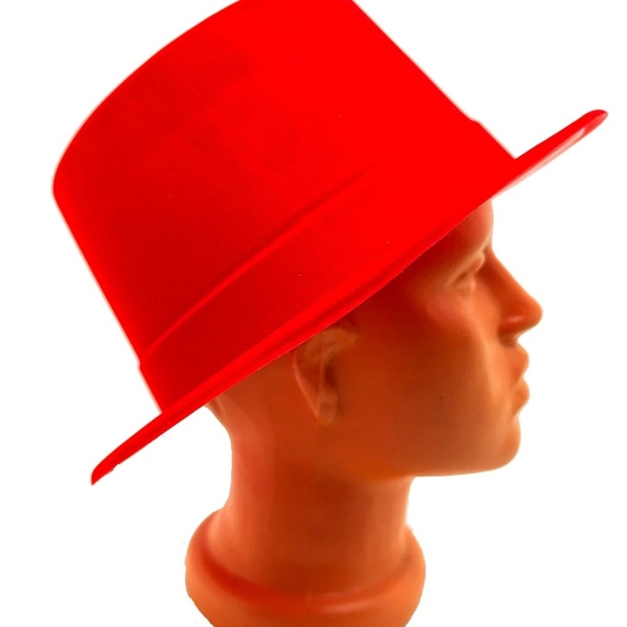 ® Yeni Ürün Kırmızı Renk Plastik Nubuk Kadife Flok Kaplama Fötr Şapka 11 Cm