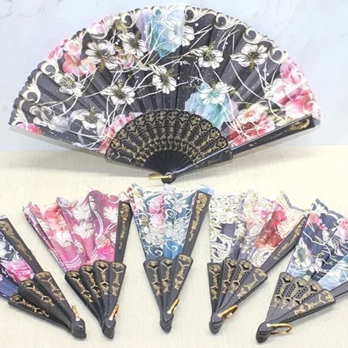 ® Yeni Ürün Plastik Çiçek Desenli Yelpaze