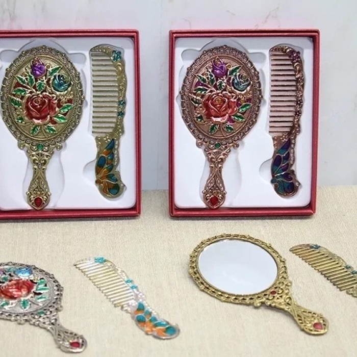 ® Yeni Ürün Gül Tasarimi Ayna Ve Tarak Seti Küçük Boy