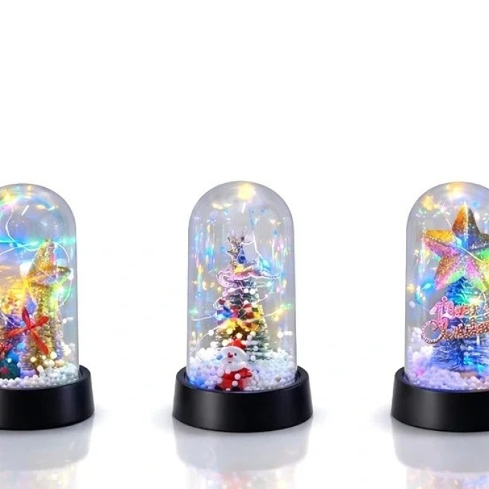 ® Yeni Ürün Yılbaşı Temalı Işıklı Dekoratif Cam Fanus