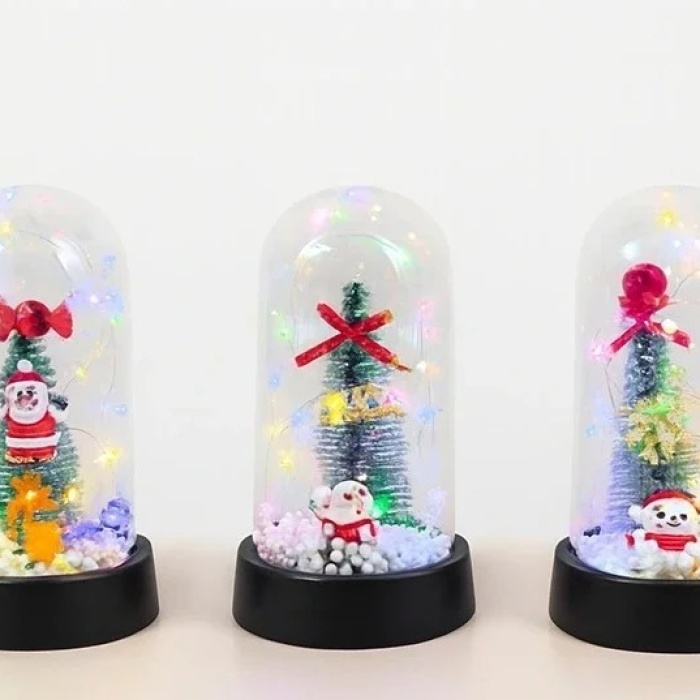 ® Yeni Ürün Yılbaşı Temalı Işıklı Dekoratif Cam Fanus