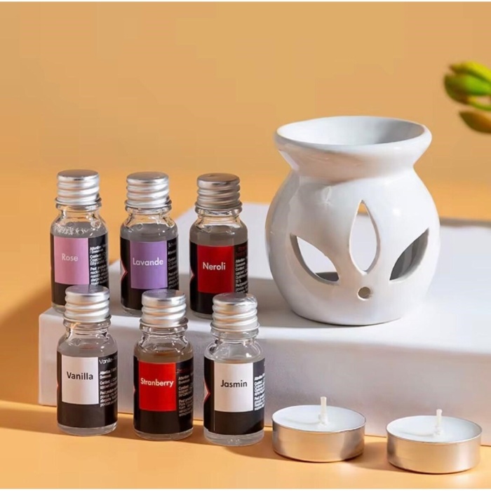® Yeni Ürün 3 lü Aromaterapi Uçucu Yağ Seti ve Seramik BuhurdanlıkRahatlatıcı Oda Kokusu & Spa Deneyimi