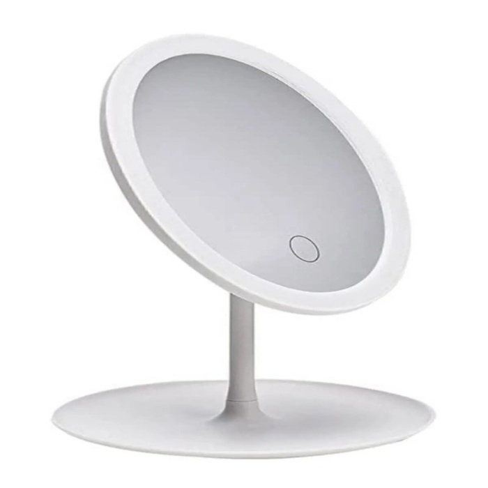 ® Yeni Ürün Dokunmatik Led Işıklı Usb Li Yuvarlak Masa Üstü Makyaj Aynası Makyaj Aynası Ledli