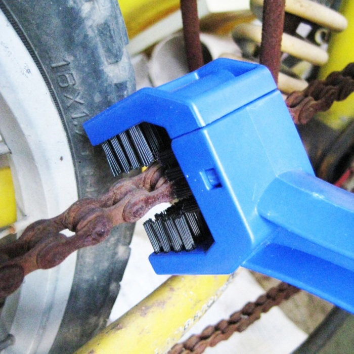 ® Yeni Ürün Bisiklet Zincir Dişlisi Koruyucu Pas Sökücü Temizleme Fırçası Aparatı Bakım Seti 4 Parça