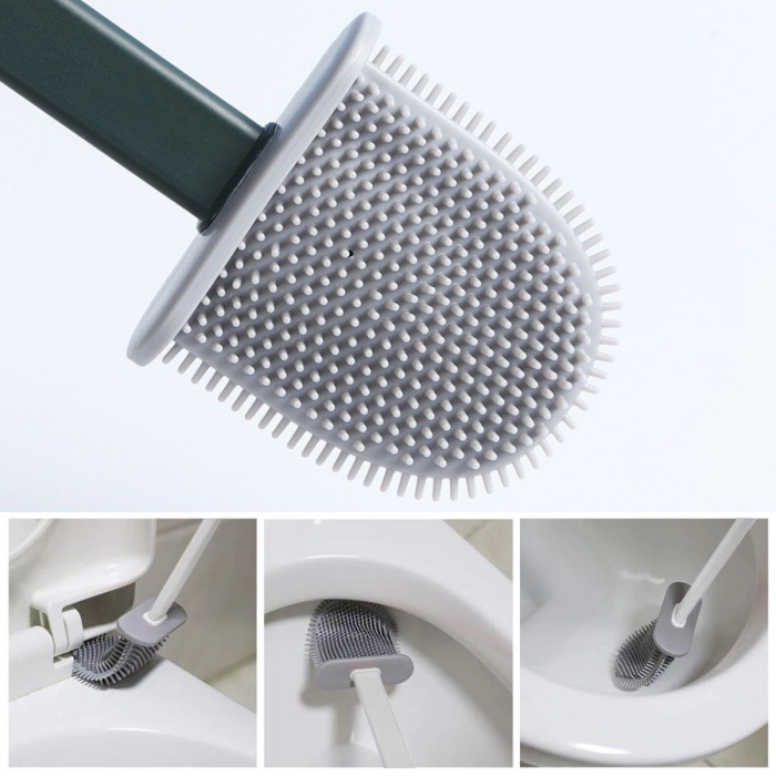 ® Yeni Ürün Duvara Monte Edilebilir Kapaklı Askılı Klozet Yumuşak Silikon Başlıklı Tuvalet Fırçası Seti