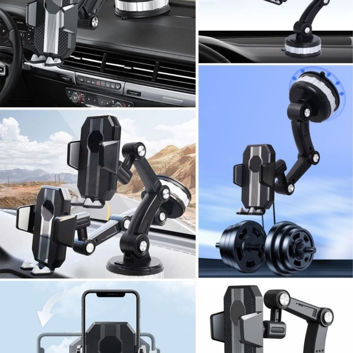 ® Yeni Ürün Jel Vantuzlu Cama Takılabilen Güçlü 360 Derece Dönebilen Ayarlanabilir Araç Içi Vantuzlu Telefon Tutucu