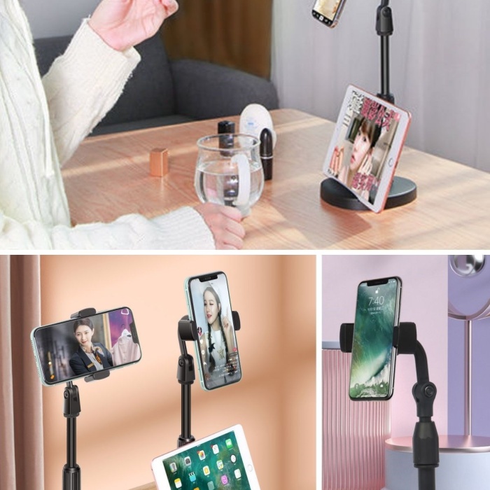® Yeni Ürün Masa Üstü Tablet ve Telefon Tutucu Plastik Aparat Siyah Telefon Standı