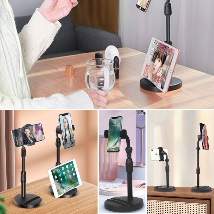 ® Yeni Ürün Masa Üstü Tablet ve Telefon Tutucu Plastik Aparat Siyah Telefon Standı