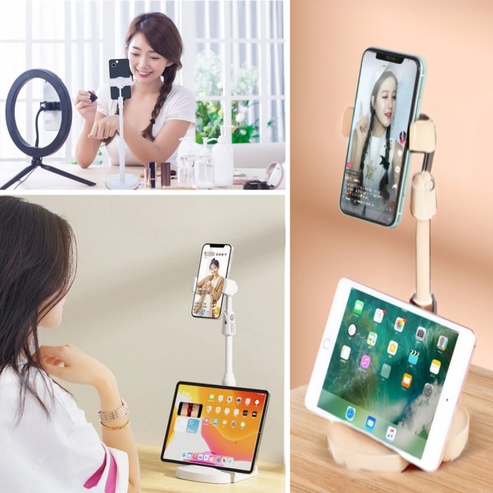 ® Yeni Ürün Masa Üstü Tablet ve Telefon Tutucu Plastik Aparat Beyaz Telefon Standı