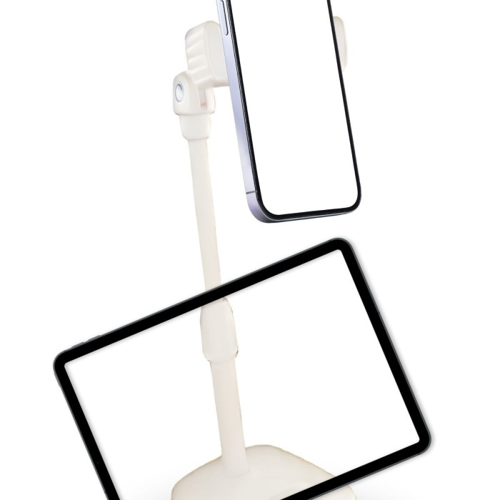 ® Yeni Ürün Masa Üstü Tablet ve Telefon Tutucu Plastik Aparat Beyaz Telefon Standı
