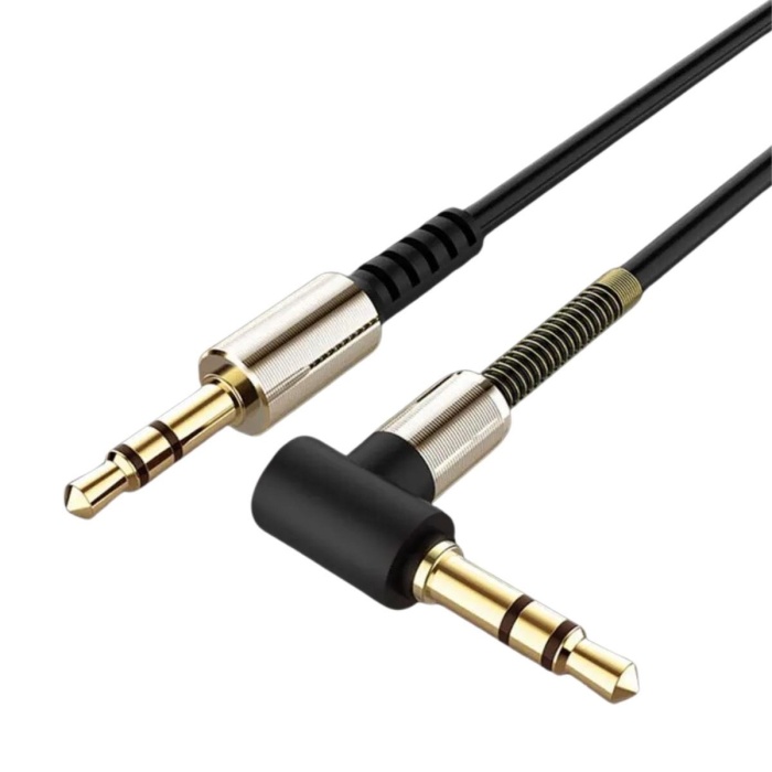 ® Yeni Ürün  3.5mm AUX Kablosu Jak Erkek Erkek L Tipi 1 Metre Ses Aktarım Kablosu