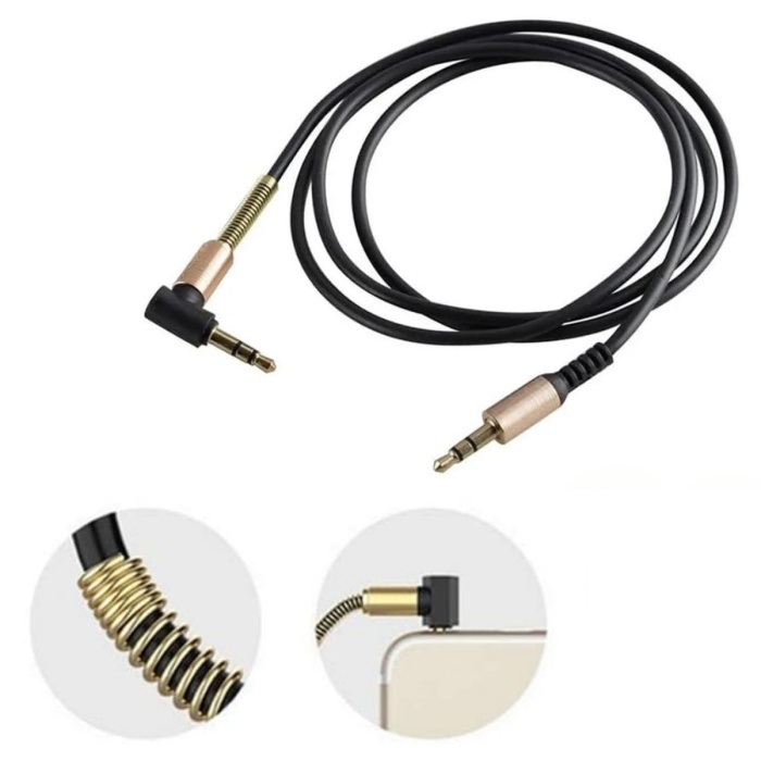 ® Yeni Ürün  3.5mm AUX Kablosu Jak Erkek Erkek L Tipi 1 Metre Ses Aktarım Kablosu