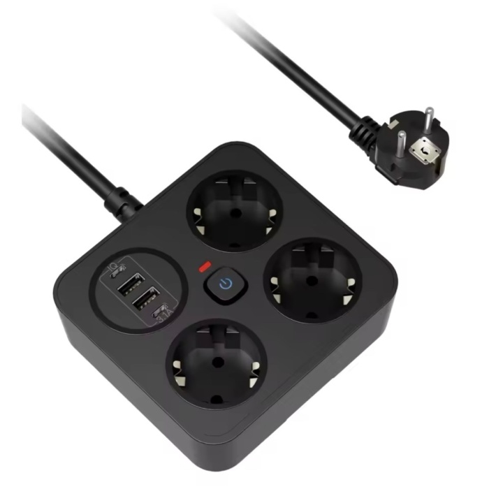 ® Yeni Ürün AKIM KORUMALI Avrupa Soket Kartı Tip-C Usb 2 m Uzatma Kablosu Emniyet Anahtarı ile