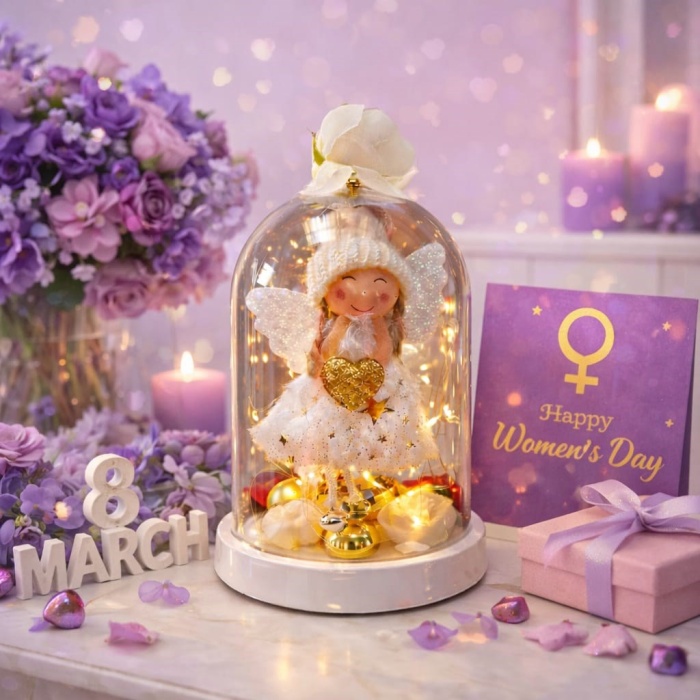 ® Yeni Ürün NF TREND Venüs ışıltısı Led Işıklı Melek Fanus