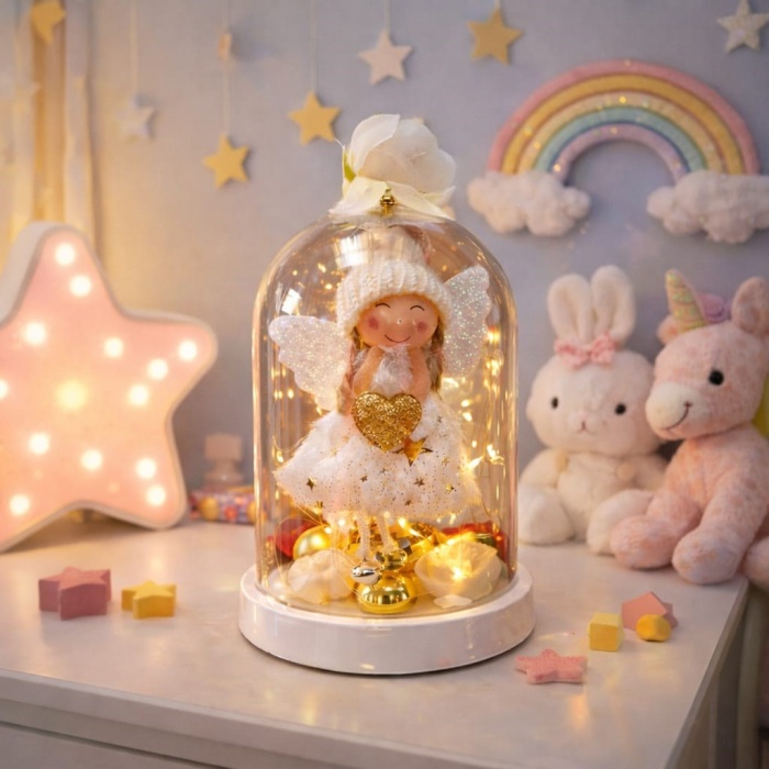 ® Yeni Ürün NF TREND Venüs ışıltısı Led Işıklı Melek Fanus