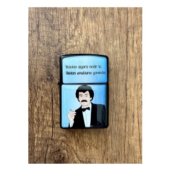 Müslüm Gürses Tasarımlı Arabesk Benzinli Siyah Çakmak