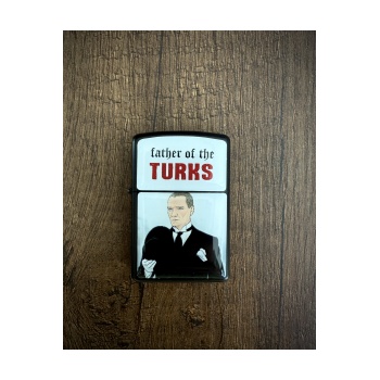ATATÜRK Father Of The Turks Tasarımlı Benzinli Siyah Çakmak