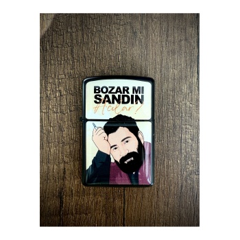 Ahmet Kaya Bozar mı Sandın Acılar Tasarımlı Benzinli Siyah Çakmak