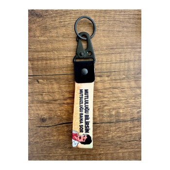 FERDİ TAYFUR MUTLULUĞU BİLİRSİN Tasarımlı Kumaş Otomobil Motorsiklet Anahtarlık