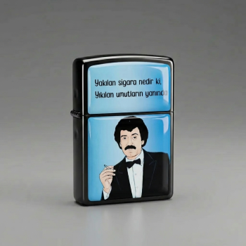 Müslüm Gürses Tasarımlı Arabesk Benzinli Siyah Çakmak