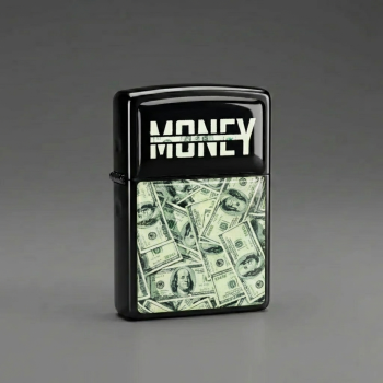 Money Dolar Tasarımlı Benzinli Siyah Çakmak