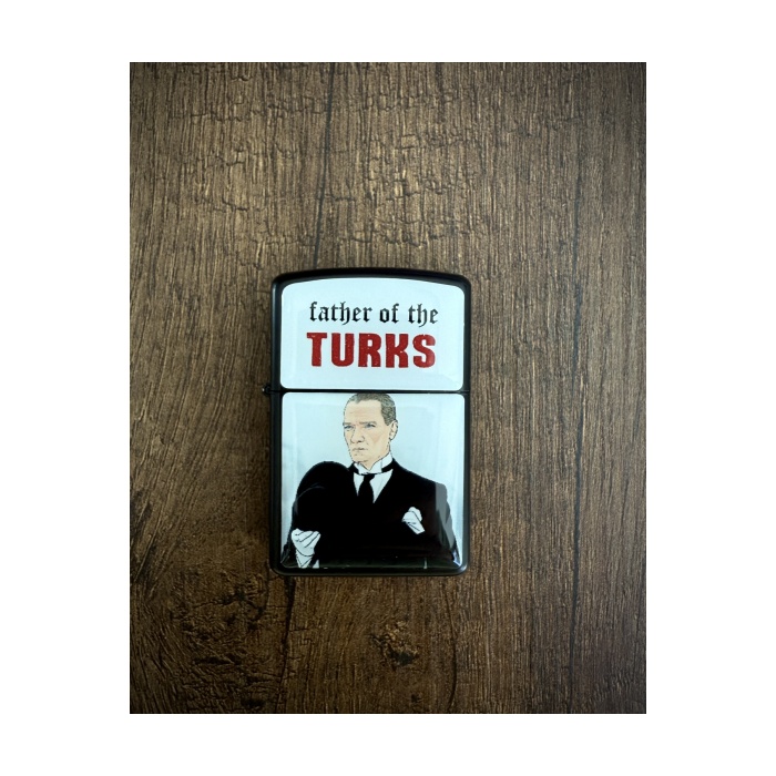 ATATÜRK Father Of The Turks Tasarımlı Benzinli Siyah Çakmak
