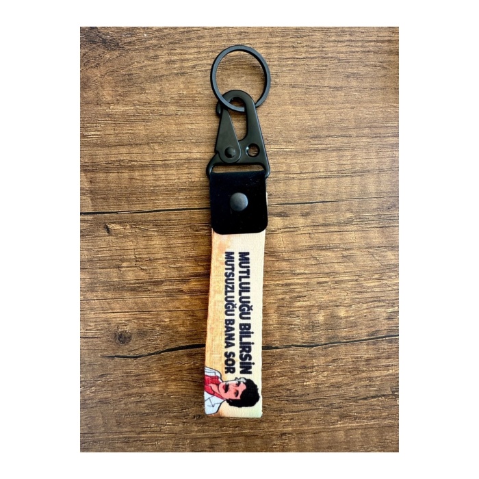 FERDİ TAYFUR MUTLULUĞU BİLİRSİN Tasarımlı Kumaş Otomobil Motorsiklet Anahtarlık