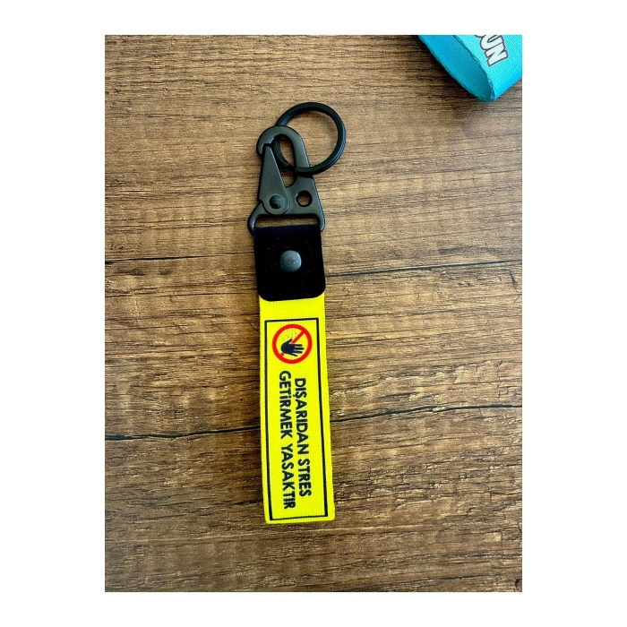 DIŞARIDAN STRES GETİRMEK YASAKTIR Tasarımlı Kumaş Otomobil Motorsiklet Anahtarlık