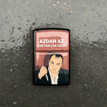 Kurtlar Vadisi Azdan Az Çoktan Çok Gider Tasarımlı Benzinli Siyah Çakmak