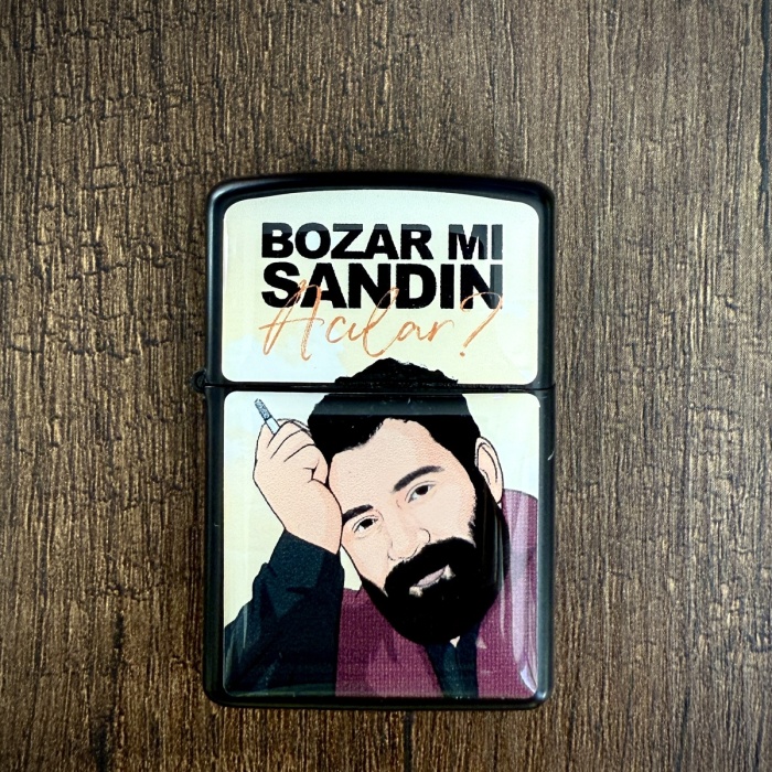 Ahmet Kaya Bozar mı Sandın Acılar Tasarımlı Benzinli Siyah Çakmak