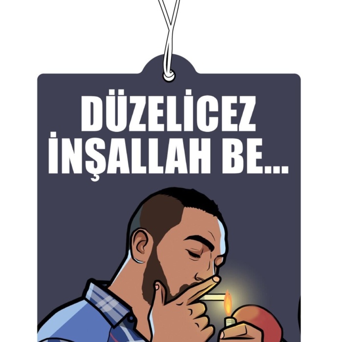Düzelicez İnşallah Be Tasarımlı Eğlenceli Dekoratif Araç Kokusu ve Komik Oto Aksesuarı