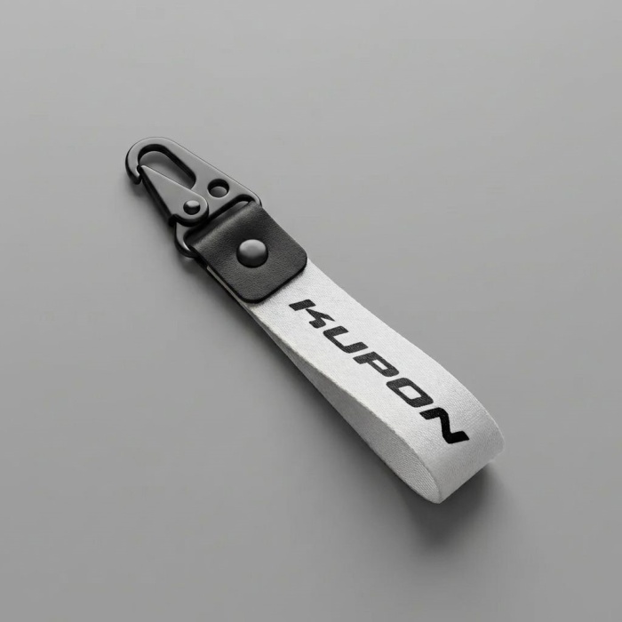 Beyaz Kupon Tasarımlı Kumaş Otomobil Motorsiklet Anahtarlık