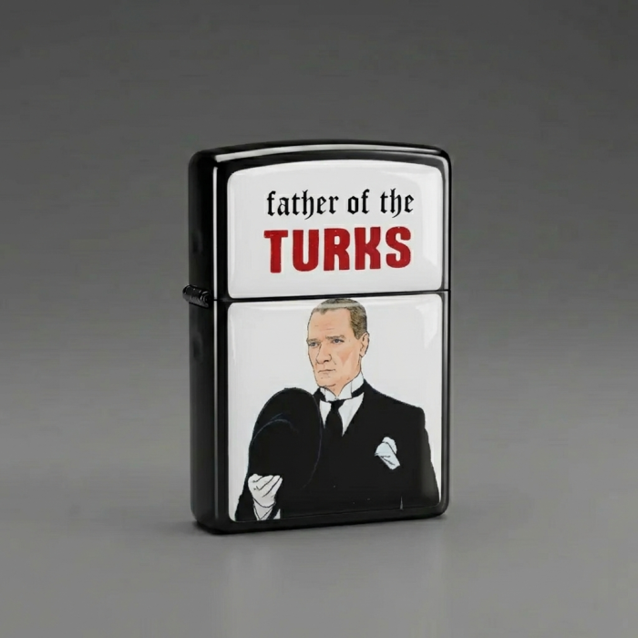 ATATÜRK Father Of The Turks Tasarımlı Benzinli Siyah Çakmak