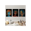 Renkli Pop Art Kadınlar Dekoratif Duvar Tablosu Üçlü Set-eu-120
