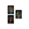 Renkli Pop Art Kadınlar Dekoratif Duvar Tablosu Üçlü Set-eu-120