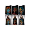 Renkli Pop Art Kadınlar Dekoratif Duvar Tablosu Üçlü Set-eu-120