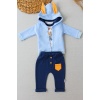 Rabbit Şhow Nakışlı Kapşonlu Ceket Uzun Kollu Sweat Erkek Bebek 3lü Takım