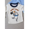 Rabbit Şhow Nakışlı Kapşonlu Ceket Uzun Kollu Sweat Erkek Bebek 3lü Takım