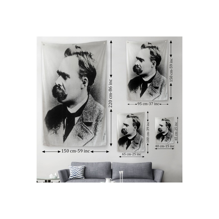 Friedrich Nietzsche Siyah Beyaz Dekoratif Duvar Örtüsü - Halısı-5963