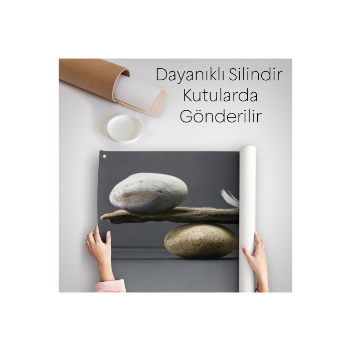 Taş Ve Tüy Dengesi Tuval Duvar Sanatı, Tuval Baskı Ev ??dekorasyon, Ofis Dekorasyon-5375