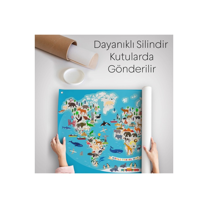 Eğitici Dünya Haritası Çocuk Odası Sticker 3787