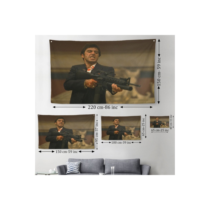 Scarface Alpacino İtalyan Mafya Kanvas Duvar Örtüsü-halısı-5147