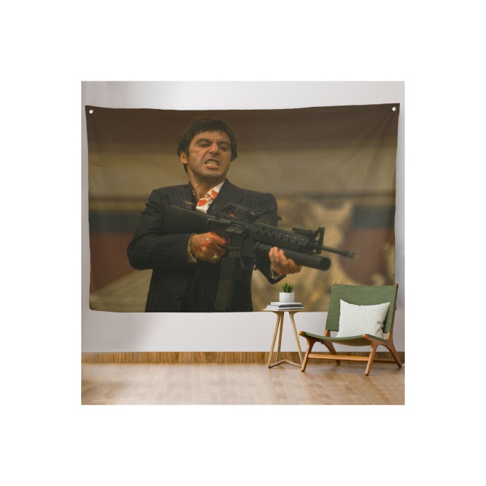 Scarface Alpacino İtalyan Mafya Kanvas Duvar Örtüsü-halısı-5147