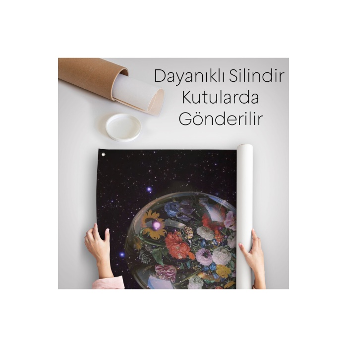Çiçek Kafalı Kız Çocuğu Dekoratif Duvar Örtüsü - Halısı-6114