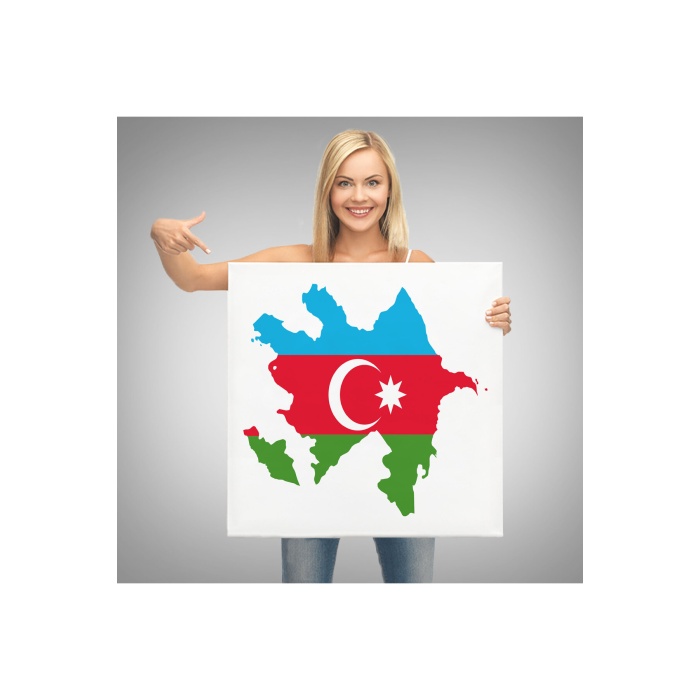 Azerbaycan Haritası Dekoratif Kanvas Duvar Tablosu-5806