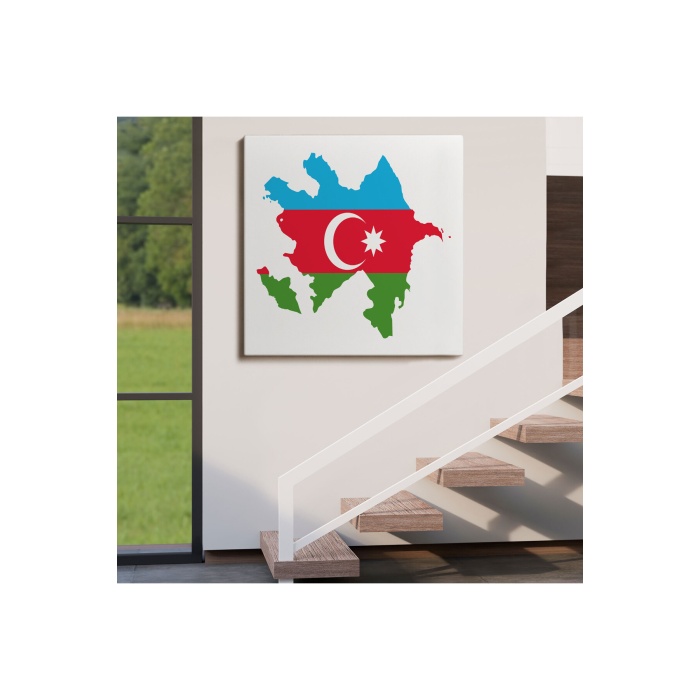 Azerbaycan Haritası Dekoratif Kanvas Duvar Tablosu-5806